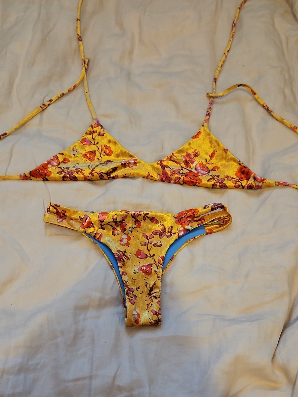 Yellow Floral Triangle Bikini Set - Jolyn Women Swim